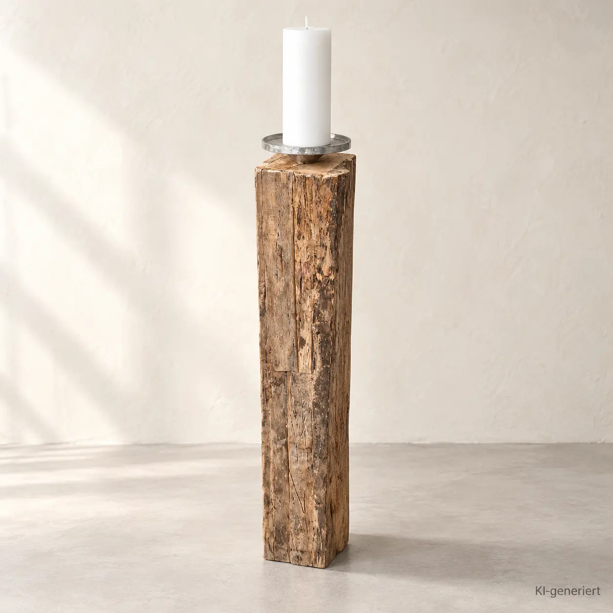 Rustikale Holz-Kerzensäule – hoch, Bild 1 von 3