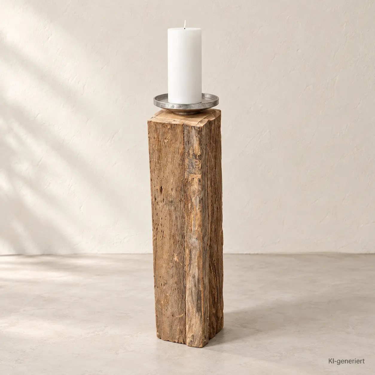 Rustikale Holz-Kerzensäule – niedrig, Bild 1 von 3